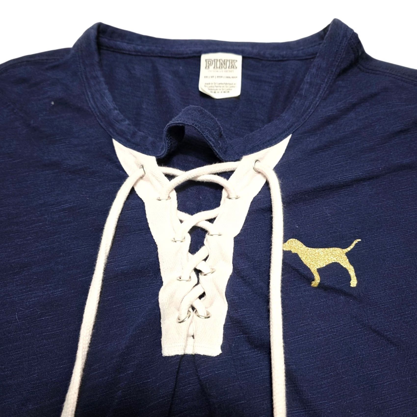 Victoria's Secret V S Victoria Secret Pink Long Sleeve Shirt Lace Up Embellished XS Blue Womens T-Shirt Size XS / US 0-2 / IT 36-38 - 2 Thumbnail