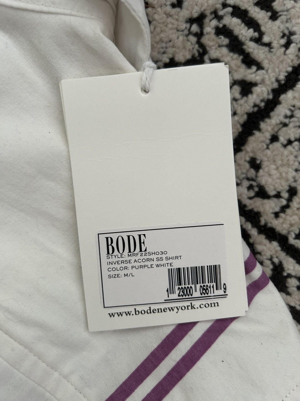 Bode BODE Inverse Acorn Short Sleeve Shirt - Purple/White Size US L / EU 52-54 / 3 - 3 Thumbnail