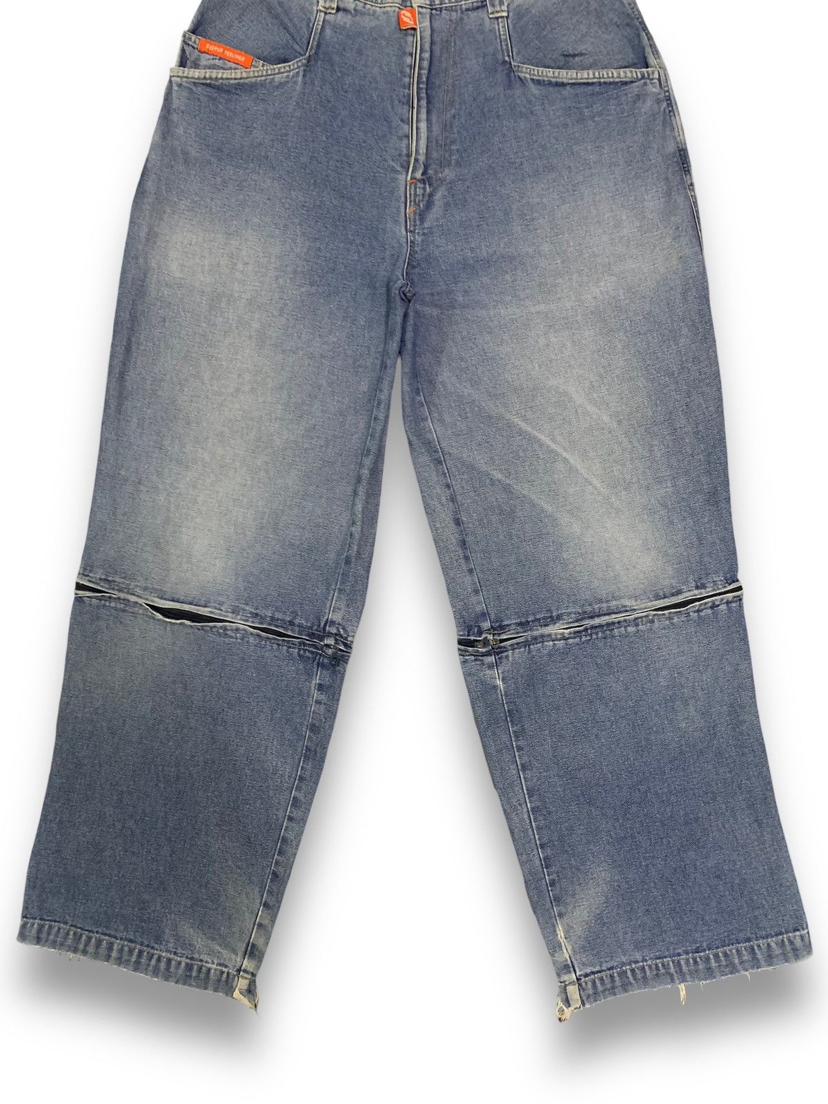 JNCO Vintage Soul USA Blue Washed Baggy Distressed Jorts Jeans Size US 31 - 7 Thumbnail
