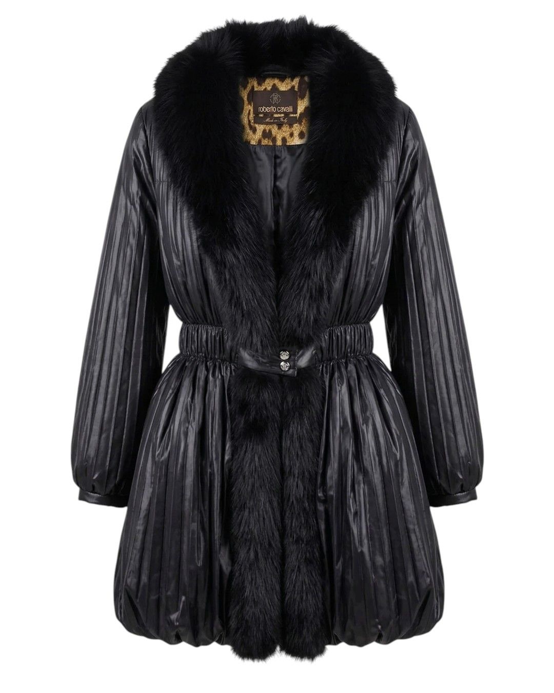 Roberto Cavalli BLACK FOX FUR PADDED COAT JACKET Size M / US 6-8 / IT 42-44 - 1 Thumbnail