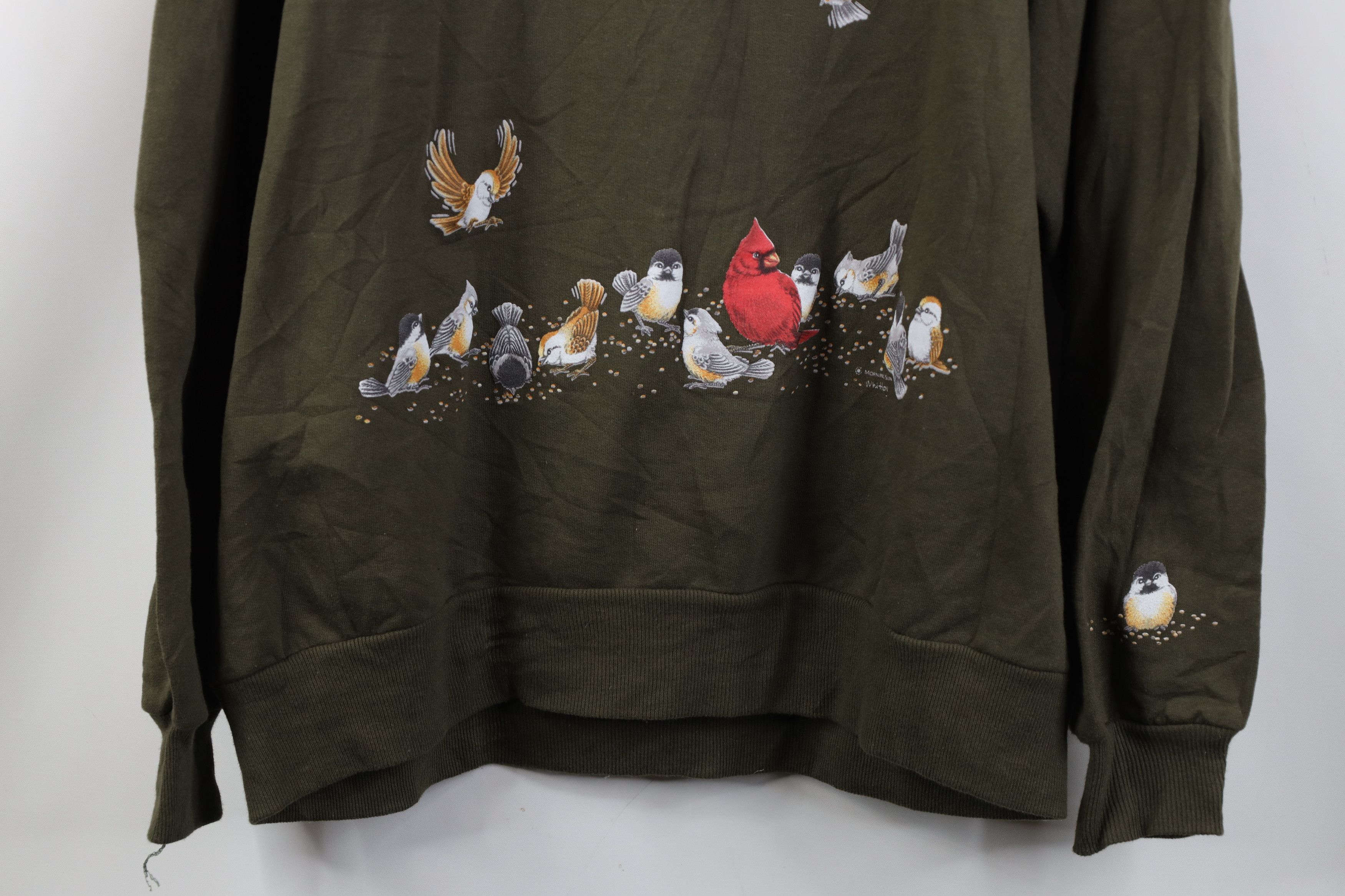 Vintage Vintage 90s Streetwear Nature Birds Layered Sweatshirt Green Size L / US 10 / IT 46 - 3 Thumbnail