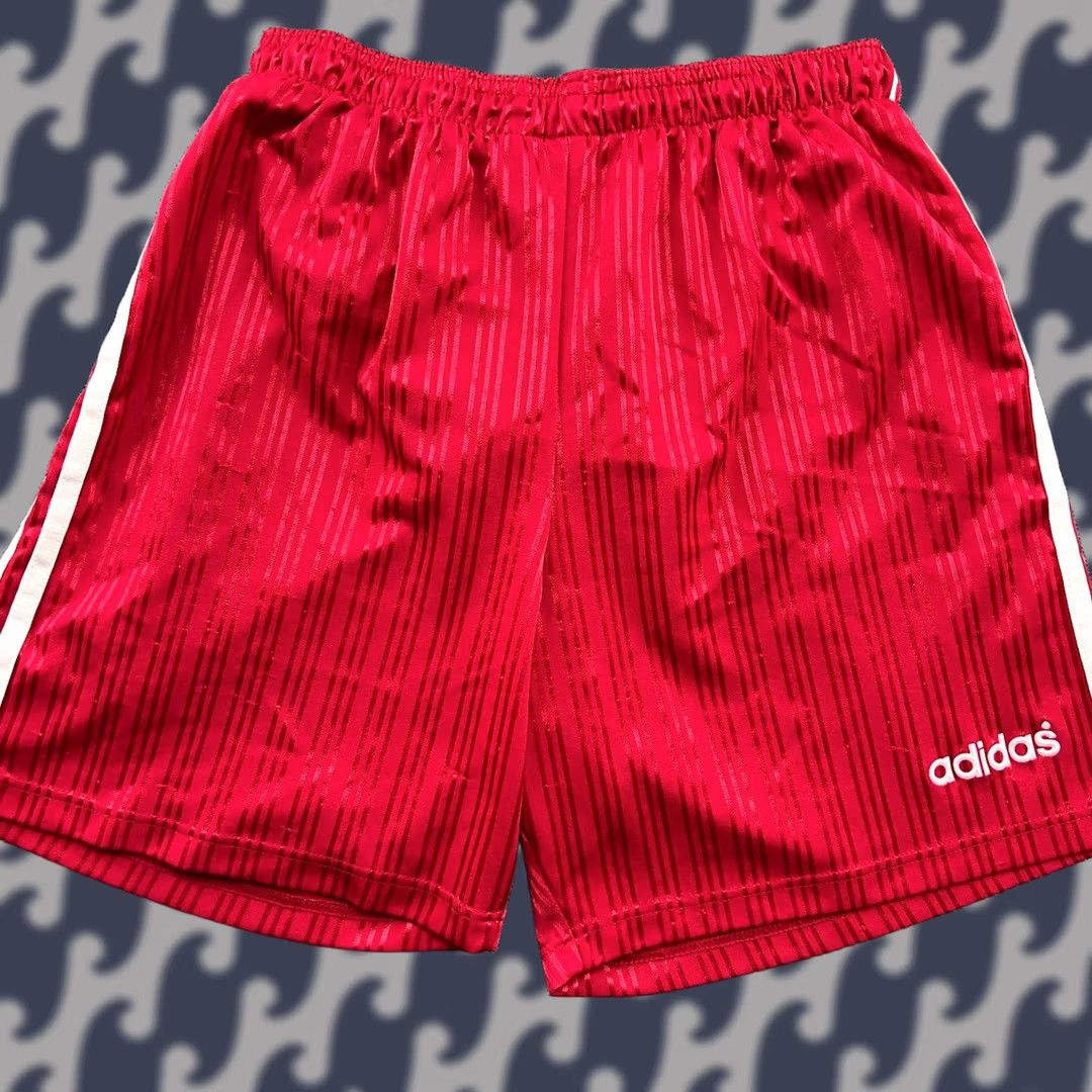Adidas VINTAGE Adidas Sprinter Shorts Red Medium Shiny Glanz Runner Nylon 90s Mens Size US 31 - 1 Thumbnail