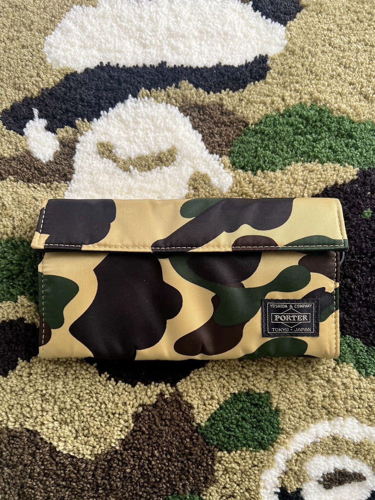 image of Bape x Porter 1St Camo Wallet in Yellow, Men's