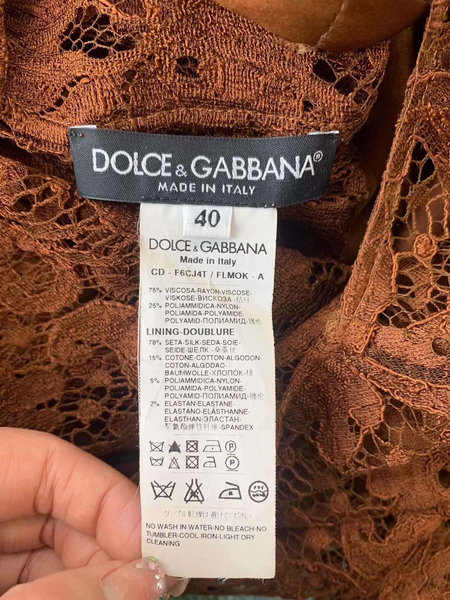 Dolce & Gabbana Dolce&Gabbana Brown Lace Dress Lined Size 40 New Size S / US 4 / IT 40 - 4 Thumbnail