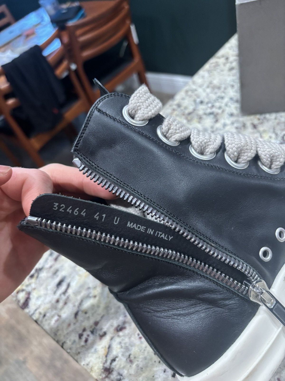 Rick Owens Black and Milk Jumbo Lace Ramones Size US 9 / EU 42 - 7 Thumbnail