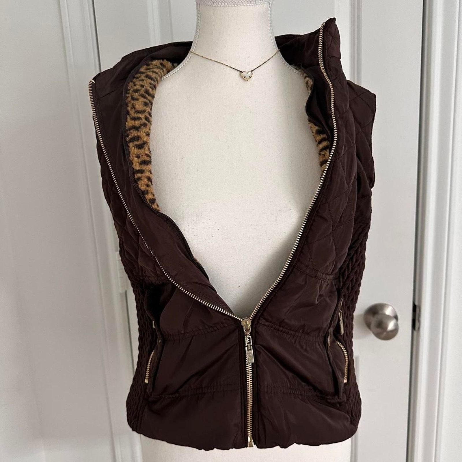 Other Outer Edge Vintage Leopard Fur Lined Puff Vest Size S / US 4 / IT 40 - 7 Thumbnail