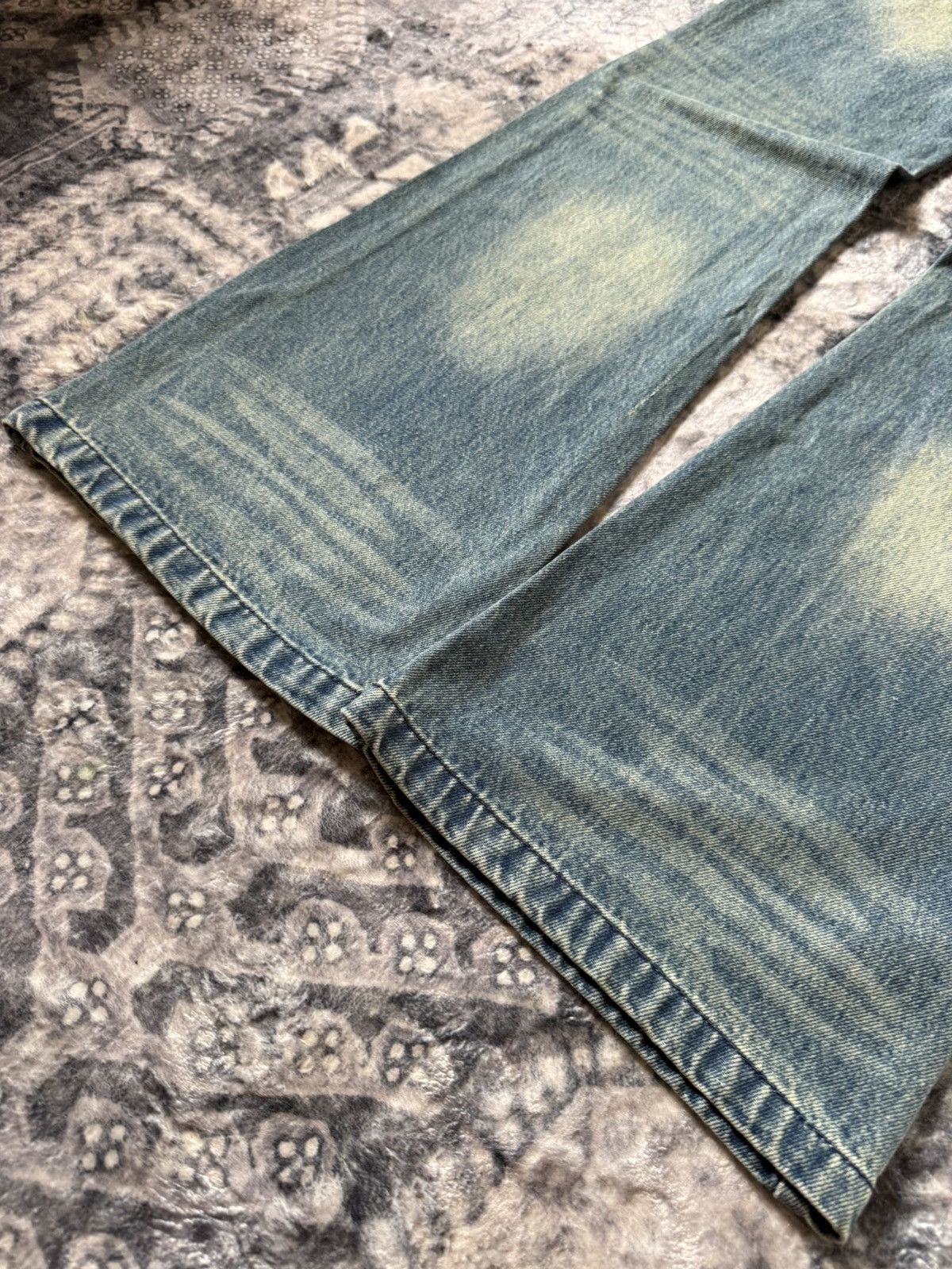 GOSTAR DE FUGA Japanese Brand Paneled Green Mud Wash Flared Jeans Size 27" / US 4 / IT 40 - 12 Thumbnail