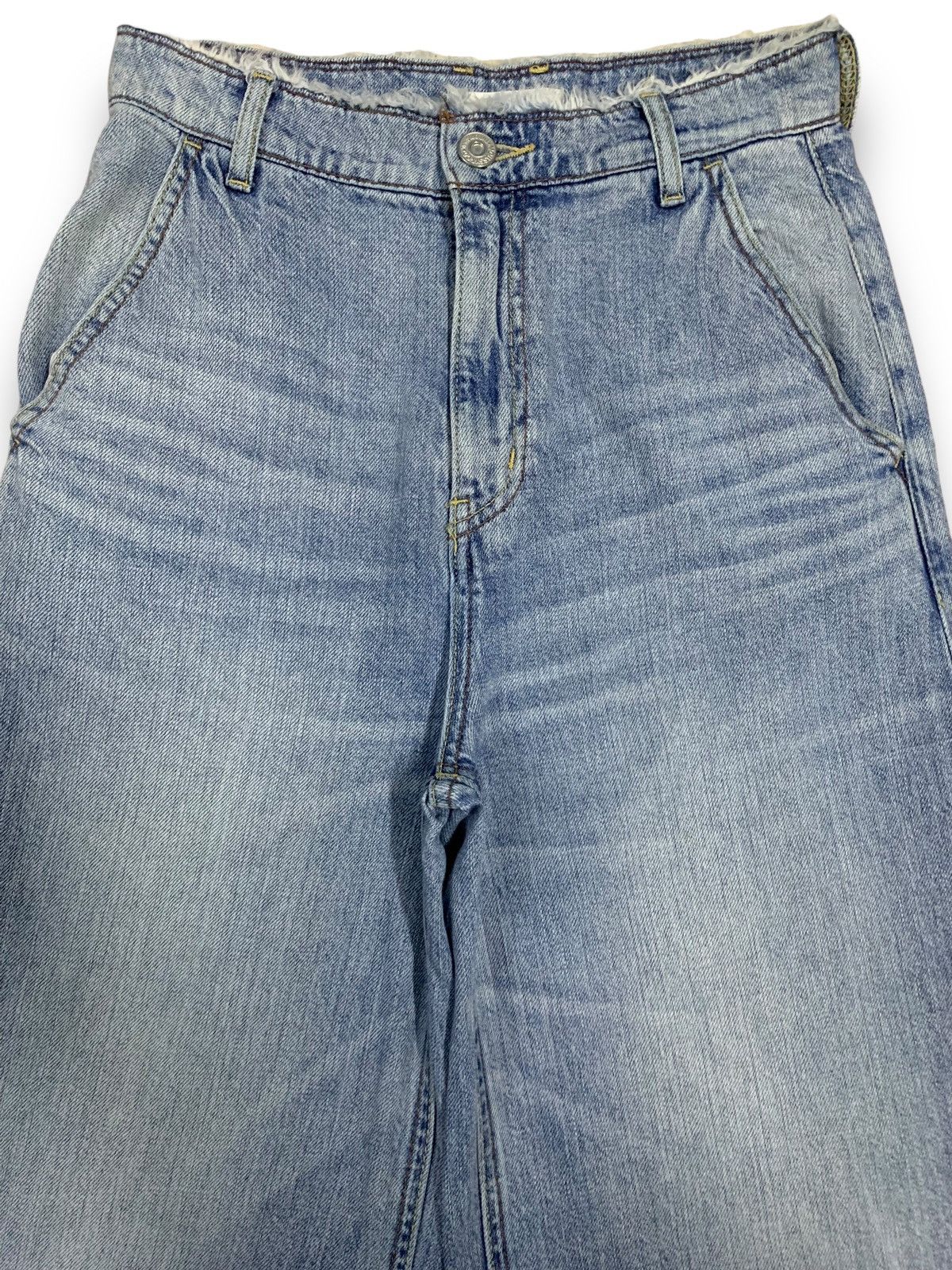 Japanese Brand Japanese Moussy High Waisted Baggy Wide Frayed Leg Jeans Size 27" / US 4 / IT 40 - 3 Thumbnail