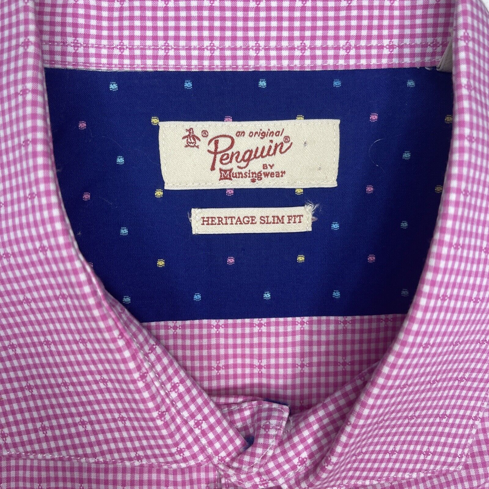 Original Penguin Penguin Slim Fit Men's Blue/Grey Button Down Long Sleeve LG Size US L / EU 52-54 / 3 - 3 Thumbnail