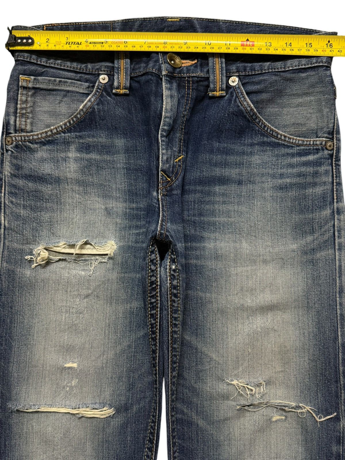 Edwin Vintage 90s Edwin XV Blue Faded Wash Distressed Straight Leg Size US 32 / EU 48 - 9 Thumbnail