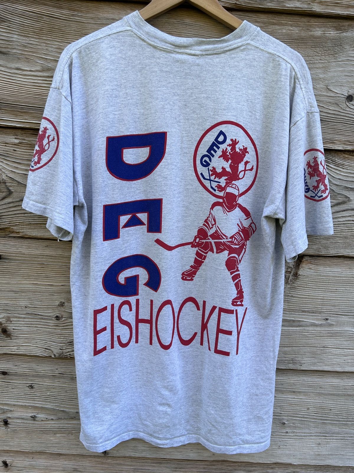 NHL 90s Vintage Dusseldorf Eishockey 1991 Metzen Embleme T-Shirt Size US M / EU 48-50 / 2 - 7 Thumbnail