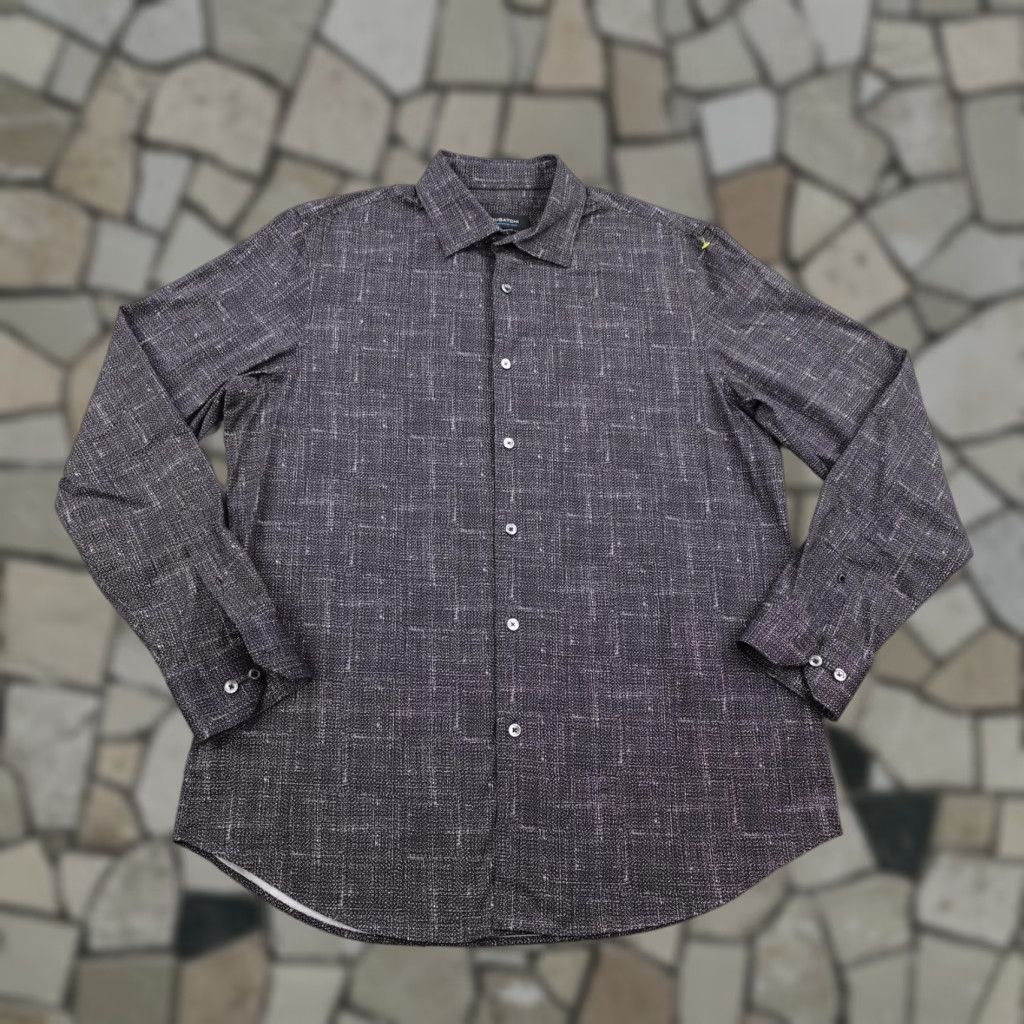 BUGATCHI Bugatchi Shirt Mens Large Black White OoohCotton Tech 8 Way Stretch Button Up Size US L / EU 52-54 / 3 - 1 Thumbnail