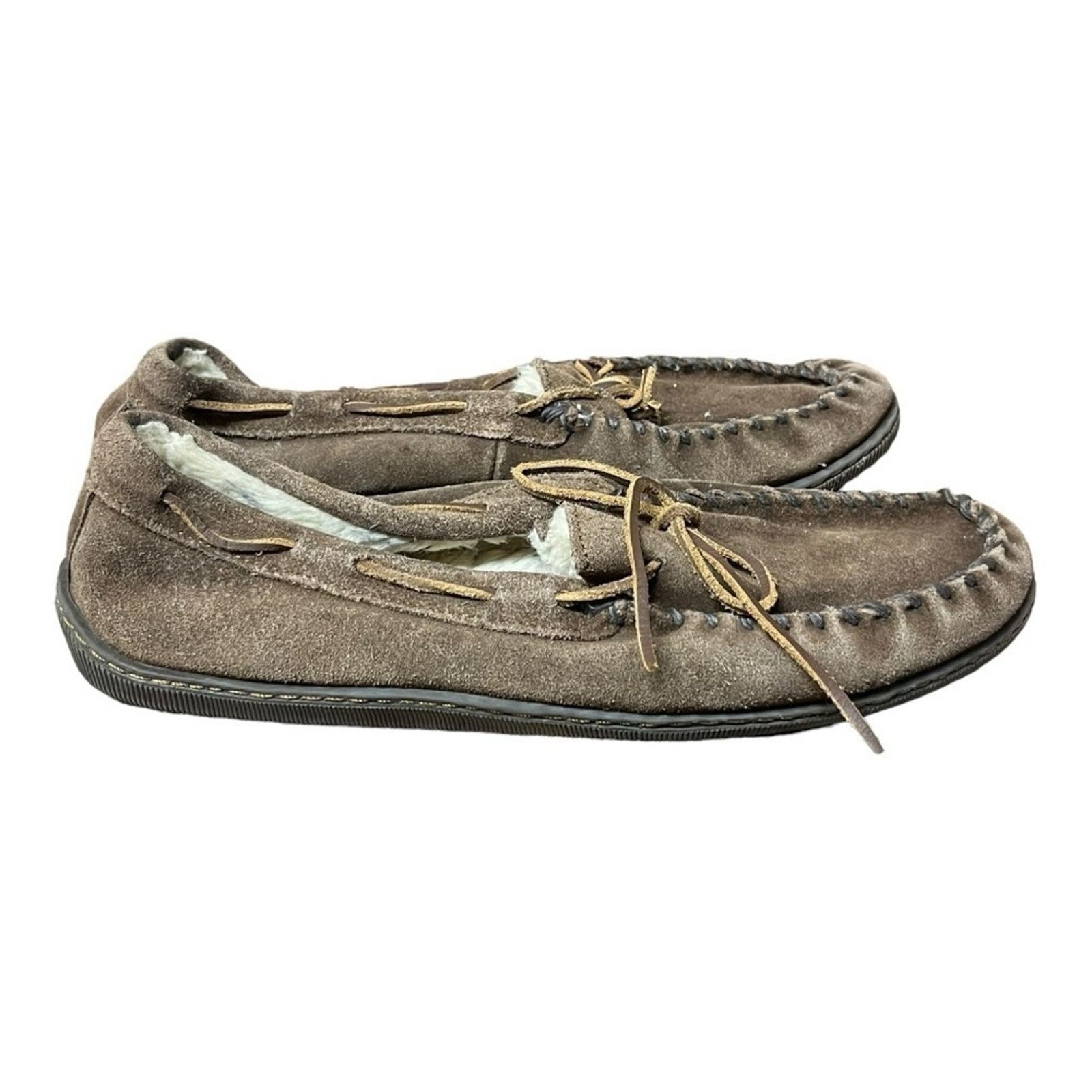 Minnetonka Minnetonka Slippers Men’s size 13 moccasin leather brown Size US 13 / EU 46 - 1 Thumbnail