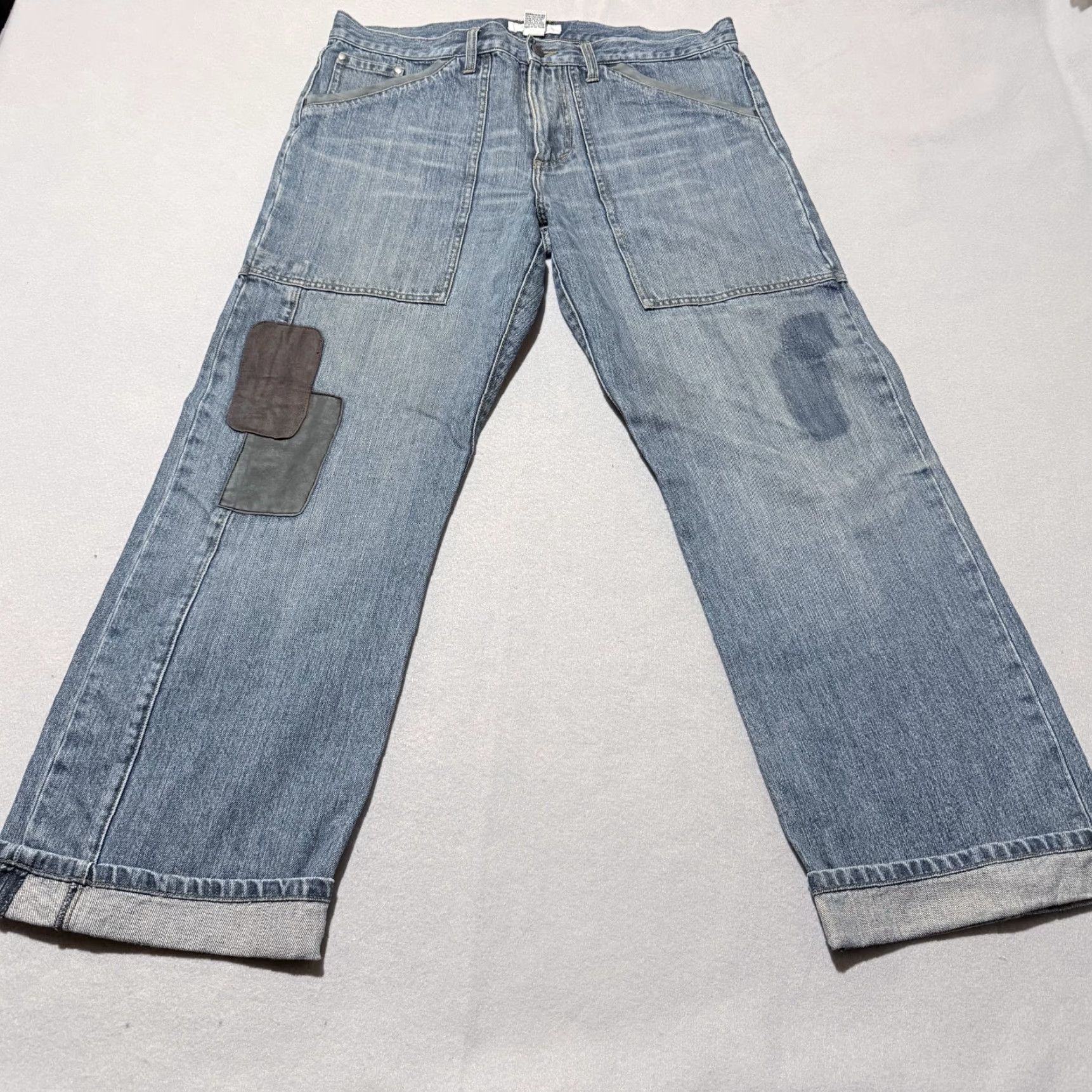 Armani Exchange Armani Exchange Jeans Men's Blue Patchwork Carpenter Pockets Zip Fly - 36 Size US 36 / EU 52 - 2 Thumbnail