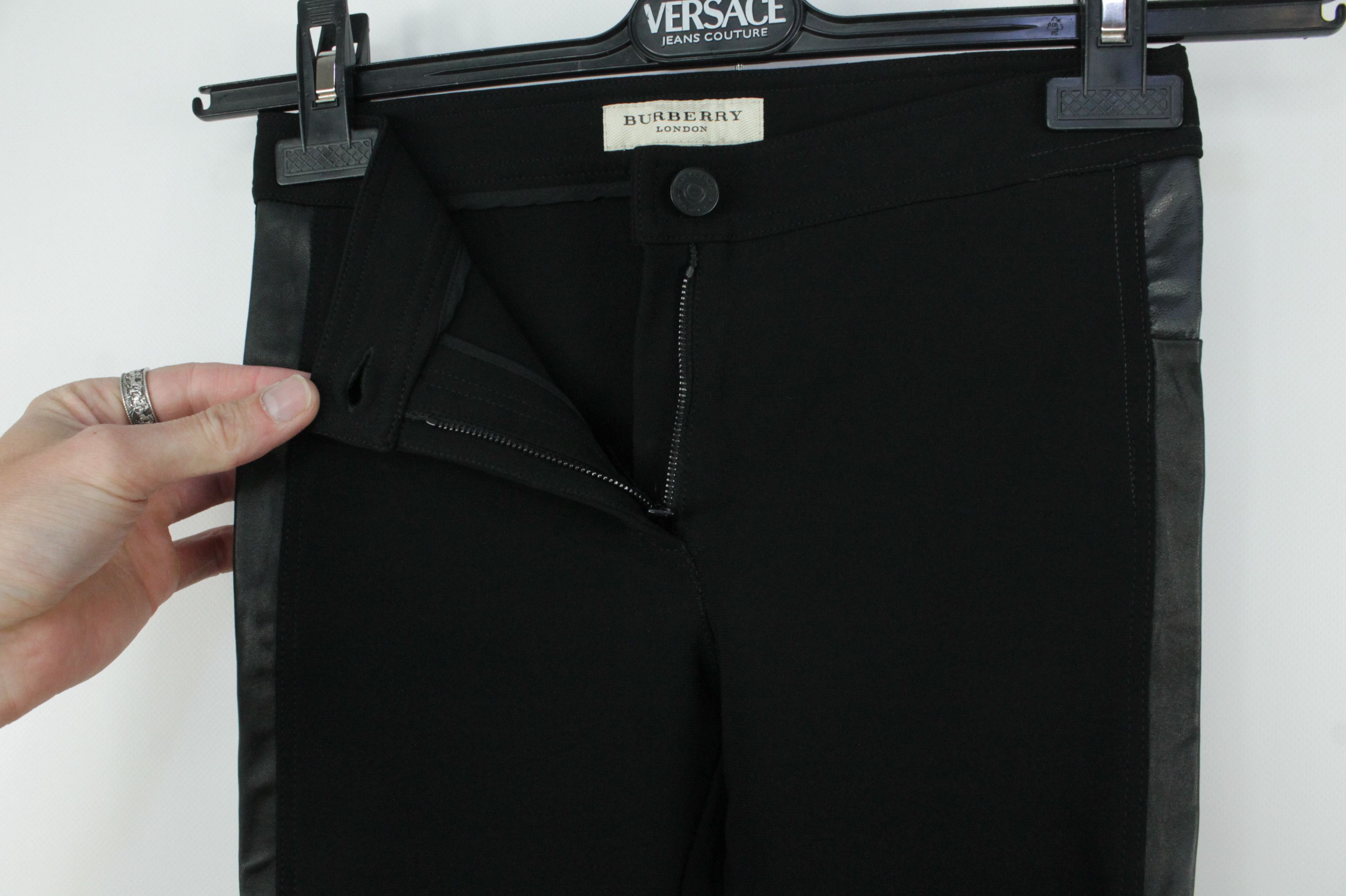 Burberry Burberry London Black Leggings Leather Side Panel Skinny Size 27" / US 4 / IT 40 - 2 Thumbnail