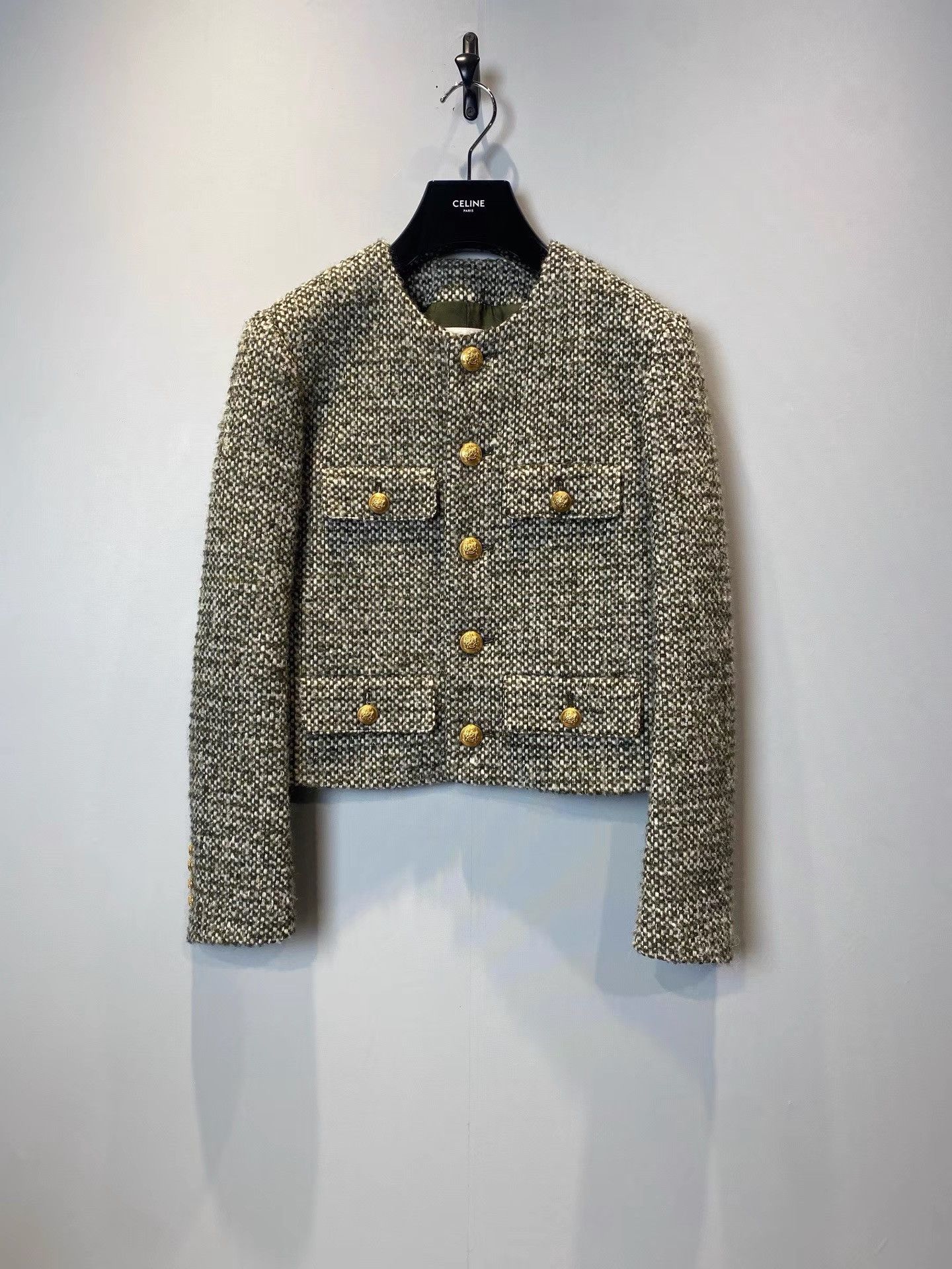 Celine Celine Sage Green Tweed Chanel-style Jacket K36 Size XS / US 0-2 / IT 36-38 - 1 Thumbnail