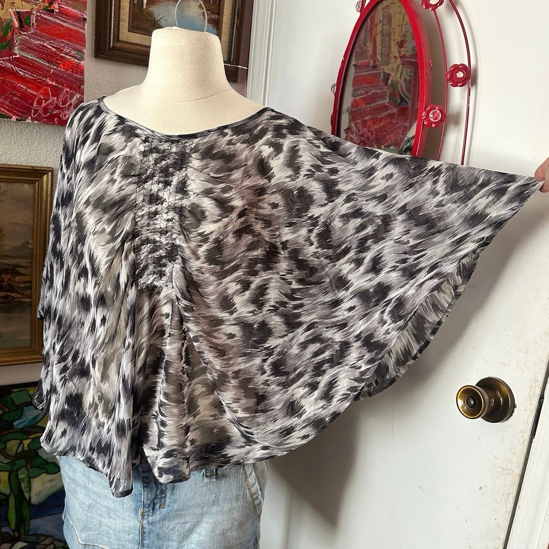Other bellatrix gray black animal print sheer short sleeve blouse Size M / US 6-8 / IT 42-44 - 2 Thumbnail