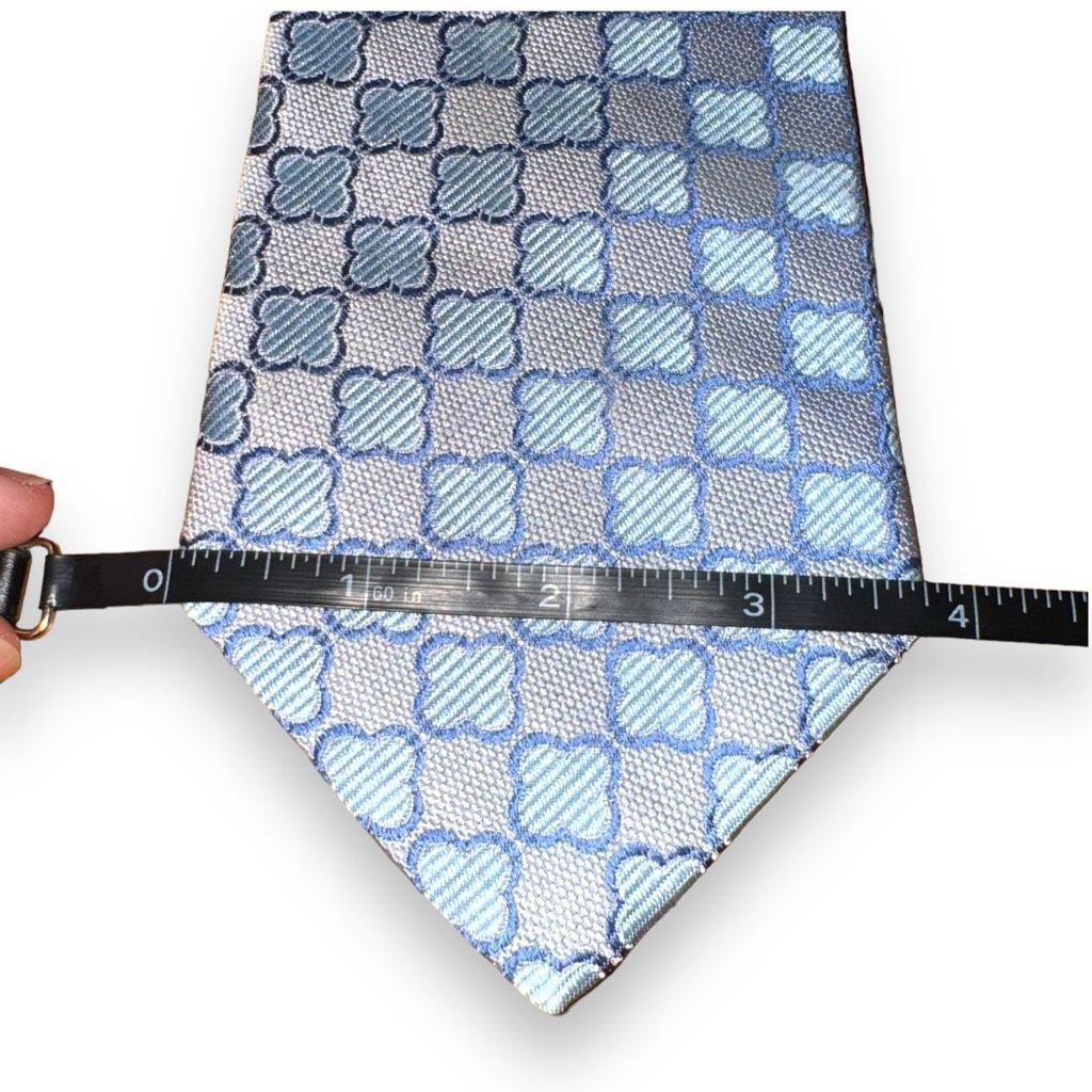 Other Dion Neckwear Light Blue Clover 100% Silk Handmade Tie Size ONE SIZE - 2 Thumbnail