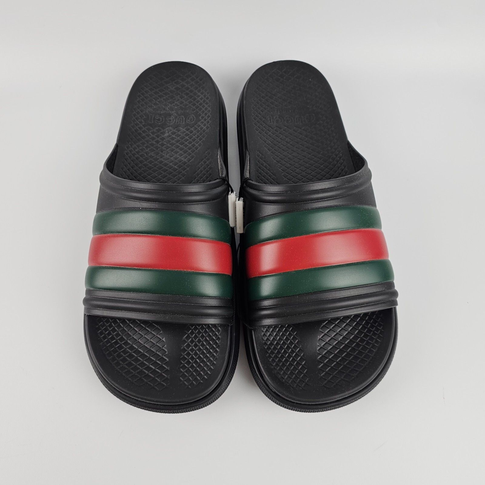 Gucci GUCCI Men's Black Rubber Web Slide Sandals New/Auth Size US 11.5 / EU 44-45 - 3 Thumbnail