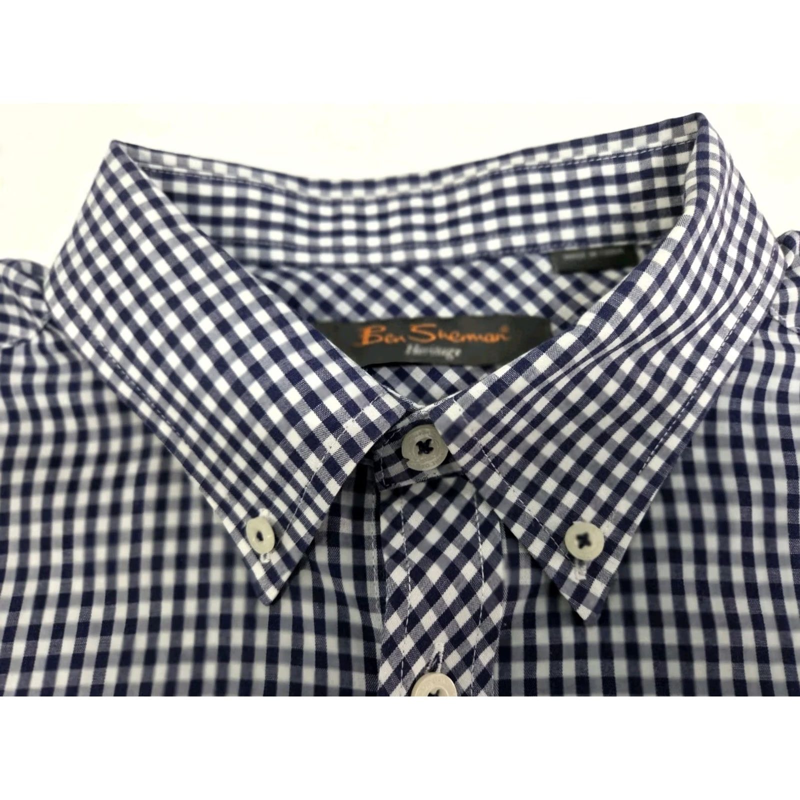 Ben Sherman Ben Sherman Mens Heritage Long Sleeve Button-Up Shirt Blue/White Check XL Size US XL / EU 56 / 4 - 2 Thumbnail