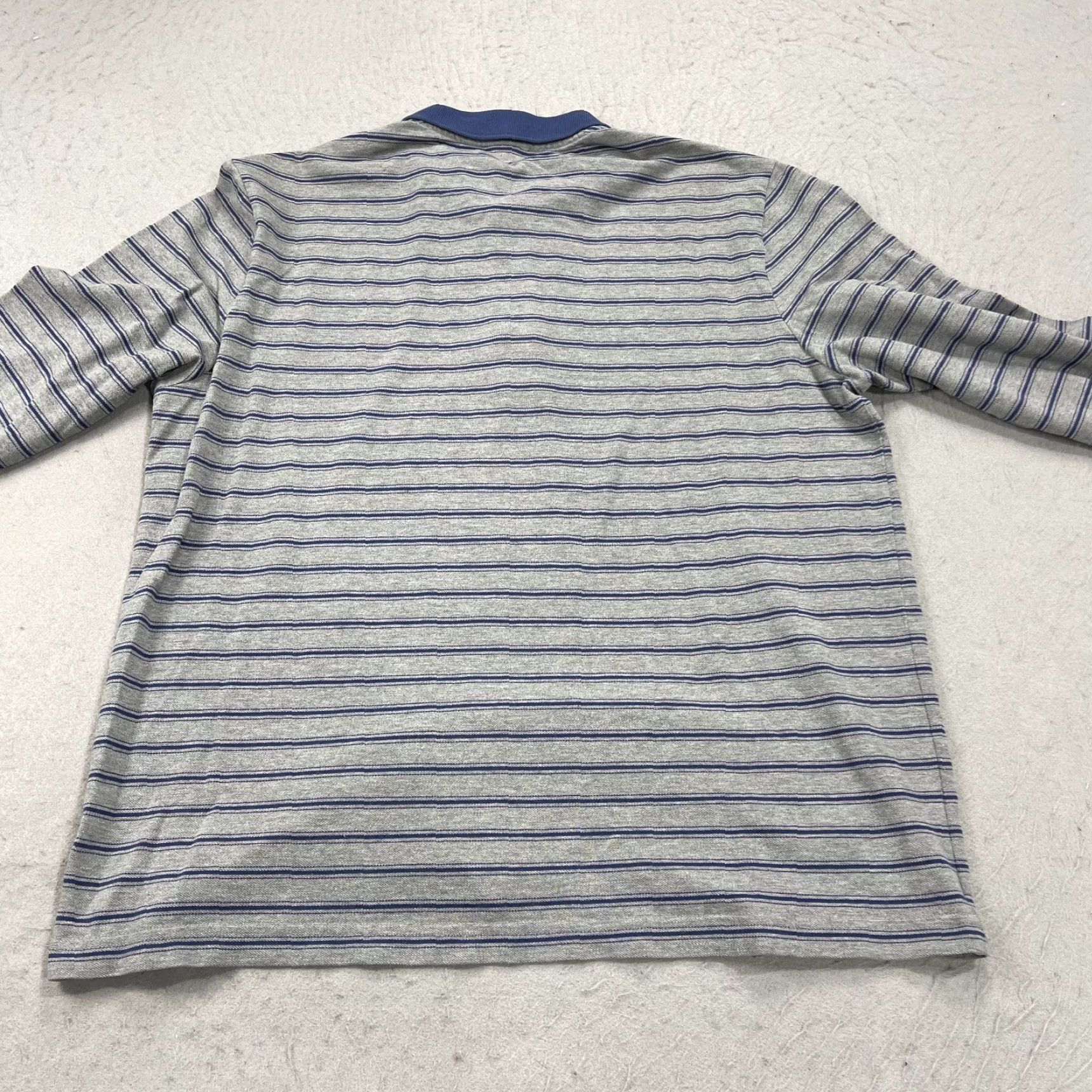 Lacoste Lacoste Polo Shirt Mens Medium Gray Blue Striped Pique Rugby Cotton Long Sleeve Size US M / EU 48-50 / 2 - 4 Thumbnail