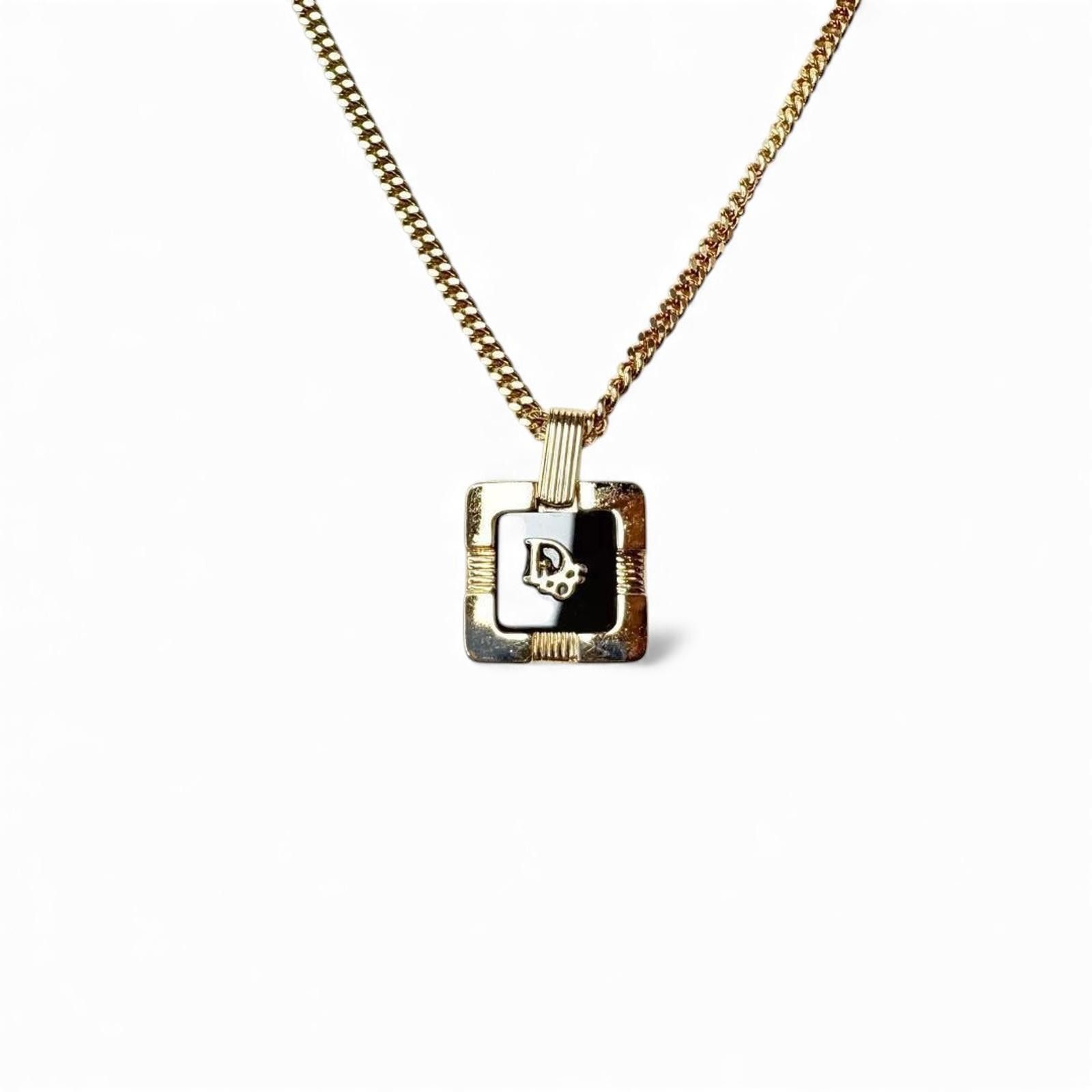 Christian Dior Monsieur Christian Dior - Gold Tone Square Pendant Necklace Size ONE SIZE - 2 Thumbnail
