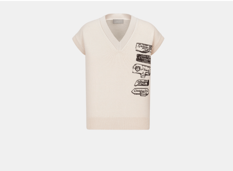 Dior o1w1db11025 513M66 Archives Labels Sweater Vest in White Size US L / EU 52-54 / 3 - 1 Thumbnail