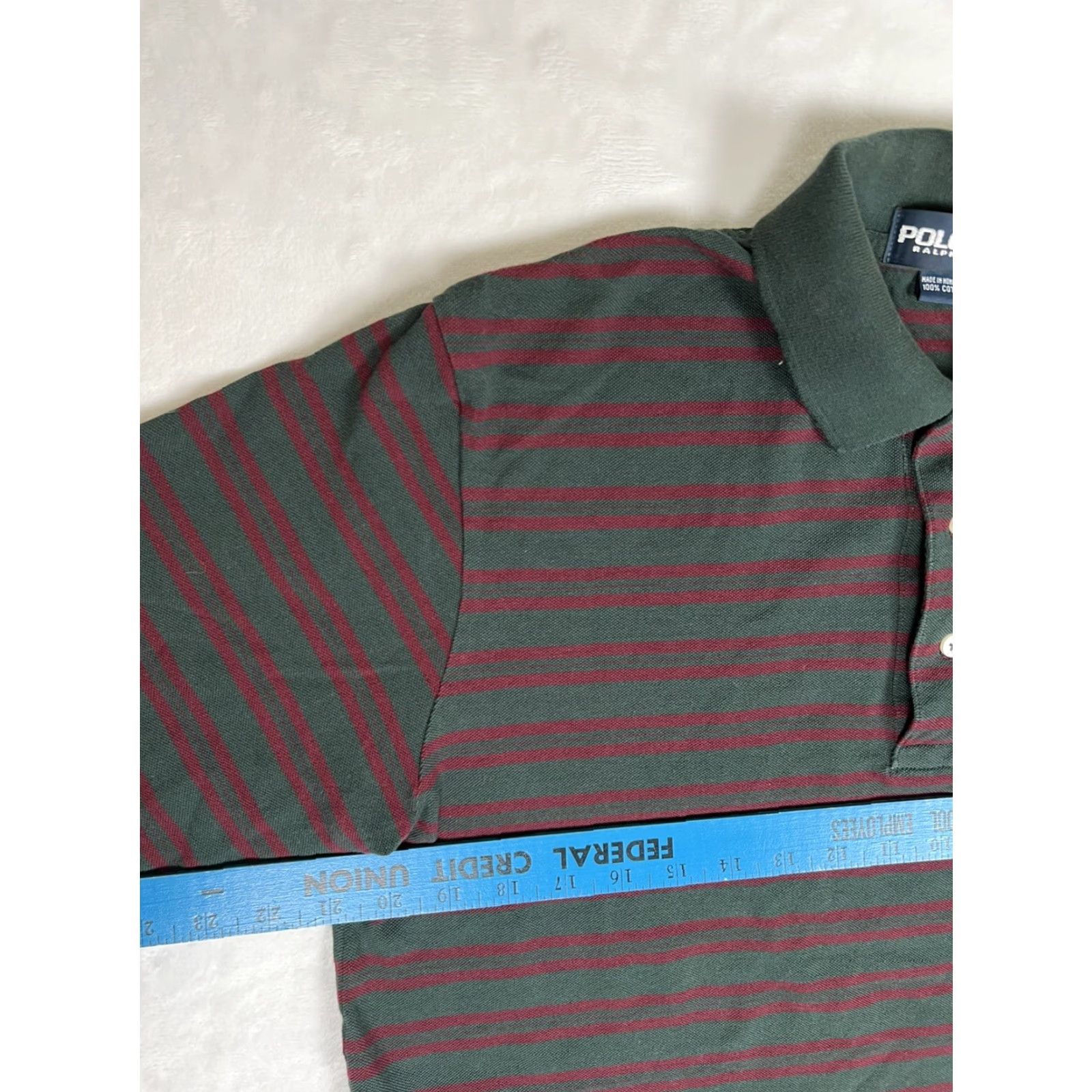 Ralph Lauren VINTAGE Ralph Lauren Polo Golf Shirt Striped Green Red Medium Men Polo Shirt Short Sleeve Collared 90s Preppy Golf Size US M / EU 48-50 / 2 - 3 Thumbnail