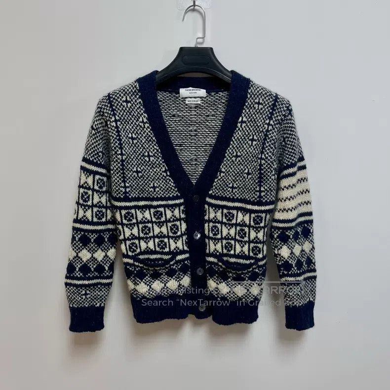 Thom Browne Thom Browne Snowflake Kaleidoscope Wool Mohair V-Neck Card Size US XS / EU 42 / 0 - 1 Thumbnail