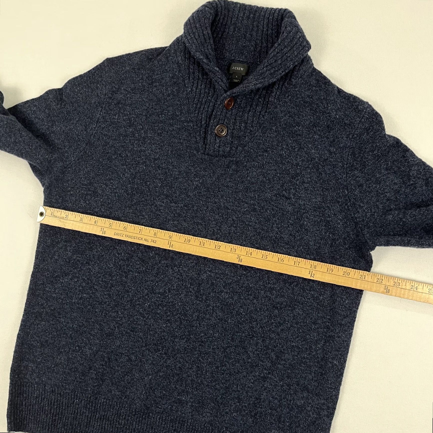 J.Crew J. Crew Sweater Mens Large Blue Marled Lambswool Shawl Collar Pullover Jumper Size US L / EU 52-54 / 3 - 5 Thumbnail