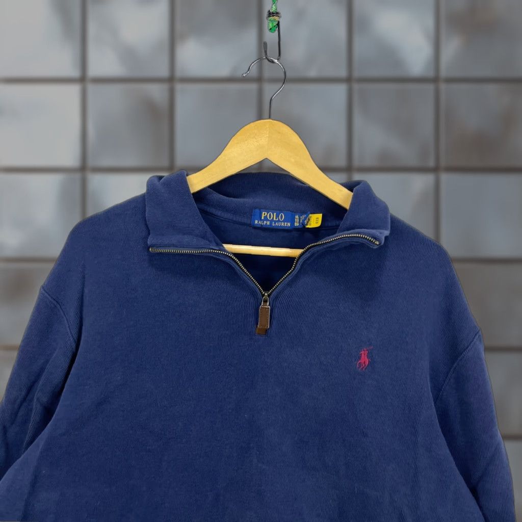 VINTAGE Polo Ralph Lauren Sweatshirt XL Quarter Zip Mens Blue Pullover Sweatshirt XL Mens Vintage Polo Ralph Lauren Sweatshirt Quarter Zip Blue