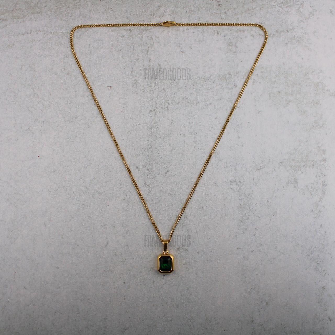 Jewelry Gold Emerald Cubic Zirconia Pendant Chain Necklace Size ONE SIZE - 5 Thumbnail