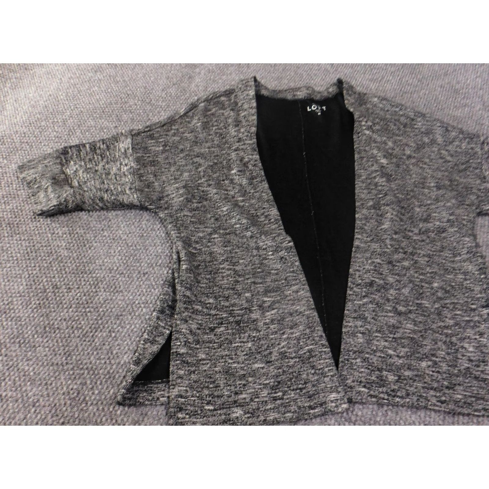Loft LOFT Cardigan Sweater Womens Medium Open Front Short Sleeve Lightweight Layering Gray Regular Knit V-Neck Dolman Sleeve Slit Size M / US 6-8 / IT 42-44 - 4 Thumbnail