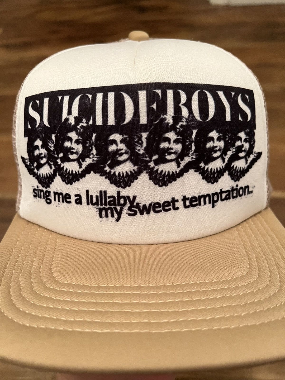 G59: deals SuicideBoys Sing Me A Lullaby My Sweet Temptation Beige Trucker Hat