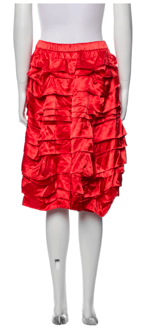 Comme des Garcons Comme des Garçons vibrant red satin tiered ruffle midi skirt Size 26" / US 2 / IT 38 - 1 Thumbnail