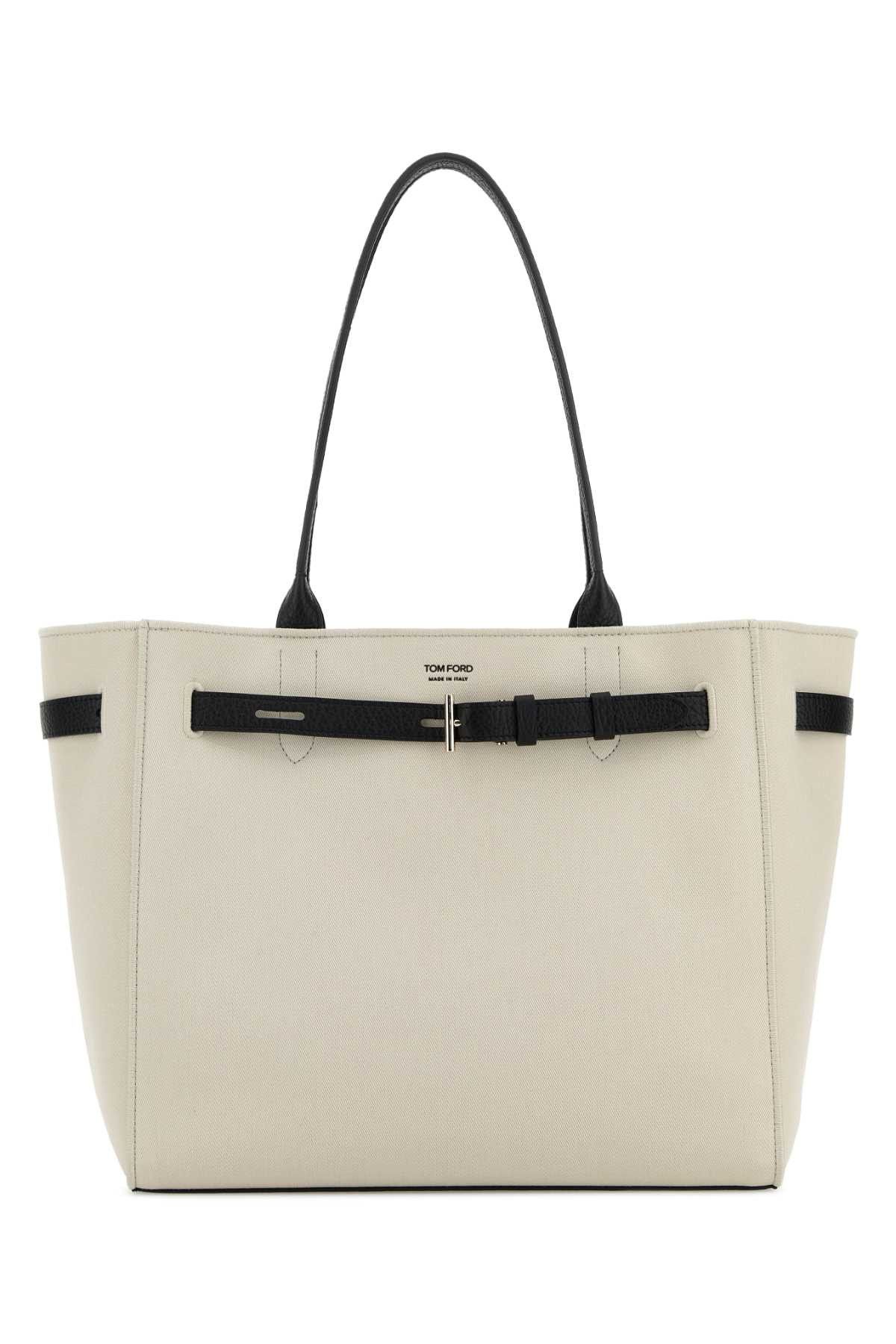 Tom Ford Ivory Canvas Shopping Bag Size ONE SIZE - 1 Thumbnail