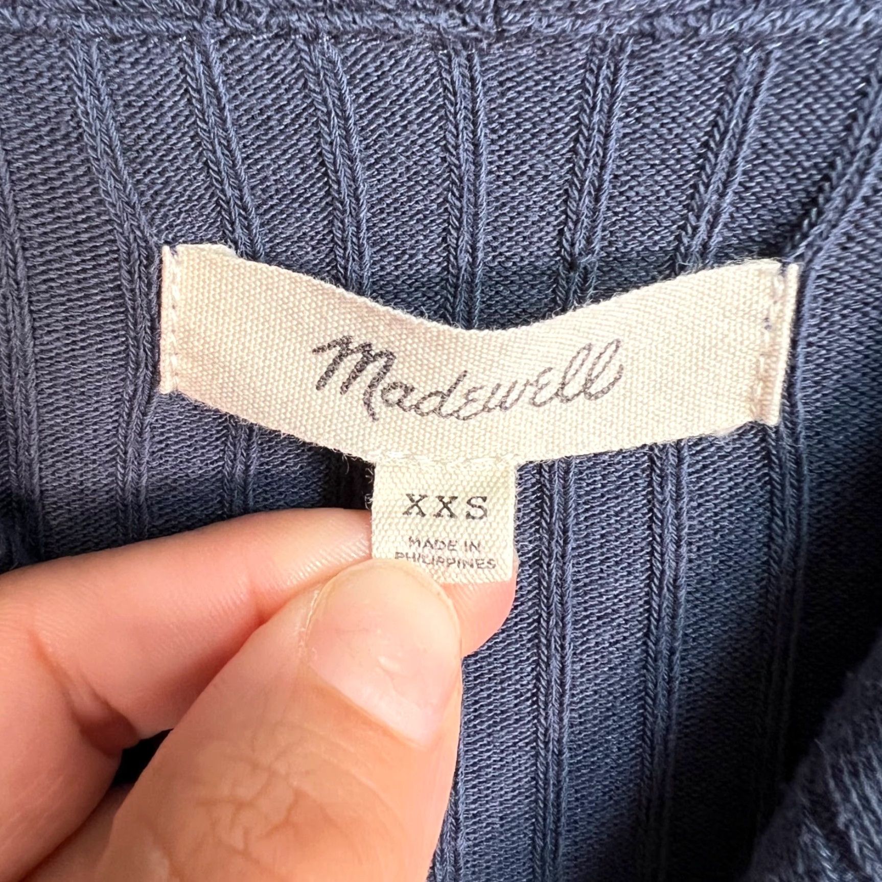 Madewell Madewell Blue Ribbed Button-Down Maxi Dress Womens XXS Long Sleeve Knit Size XXS / US 00 / IT 34 - 3 Thumbnail