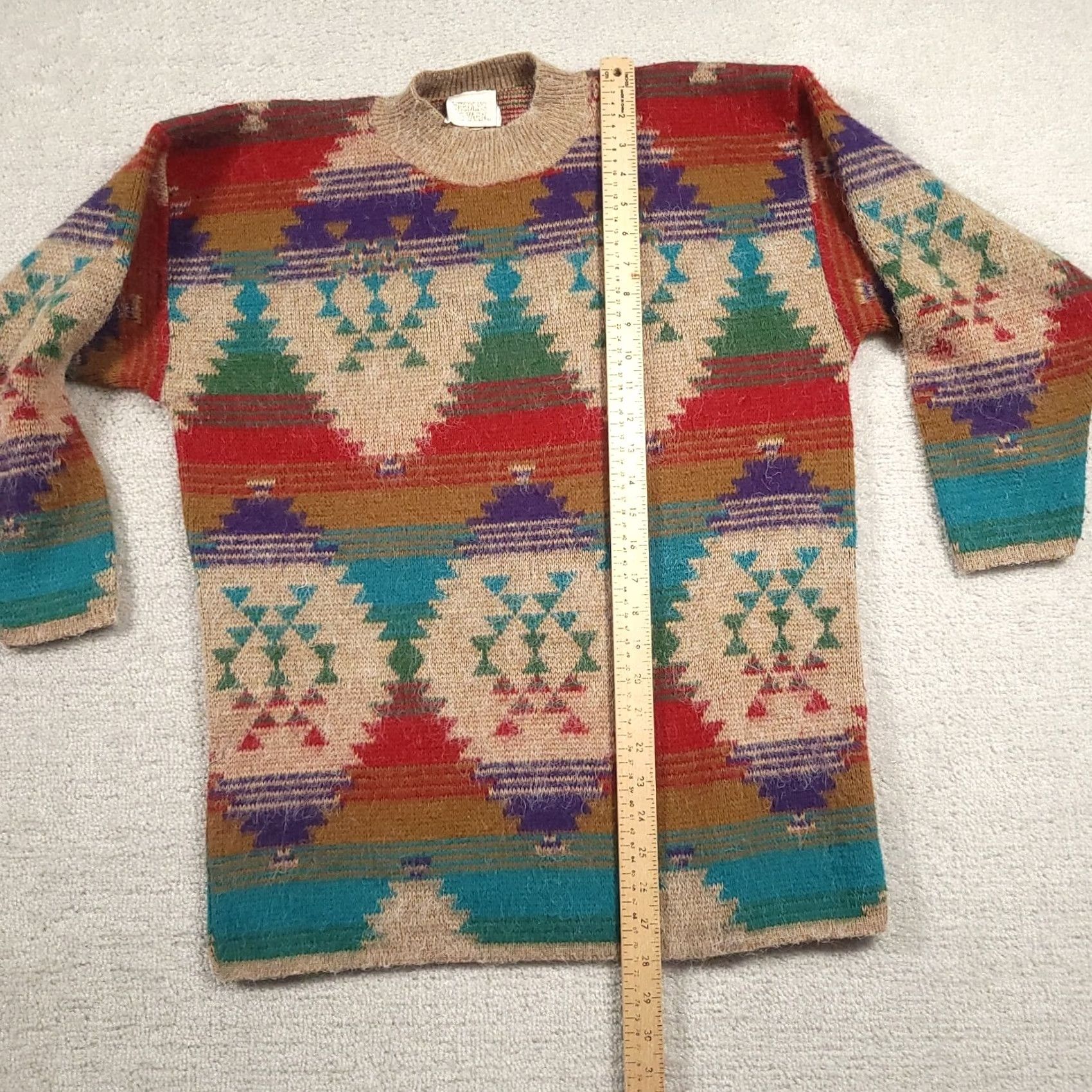 Needles VINTAGE Needles and Yarn Pullover Sweater Unisex Adults Large Oversized Aztec USA Made Sweater Size L / US 10 / IT 46 - 6 Thumbnail
