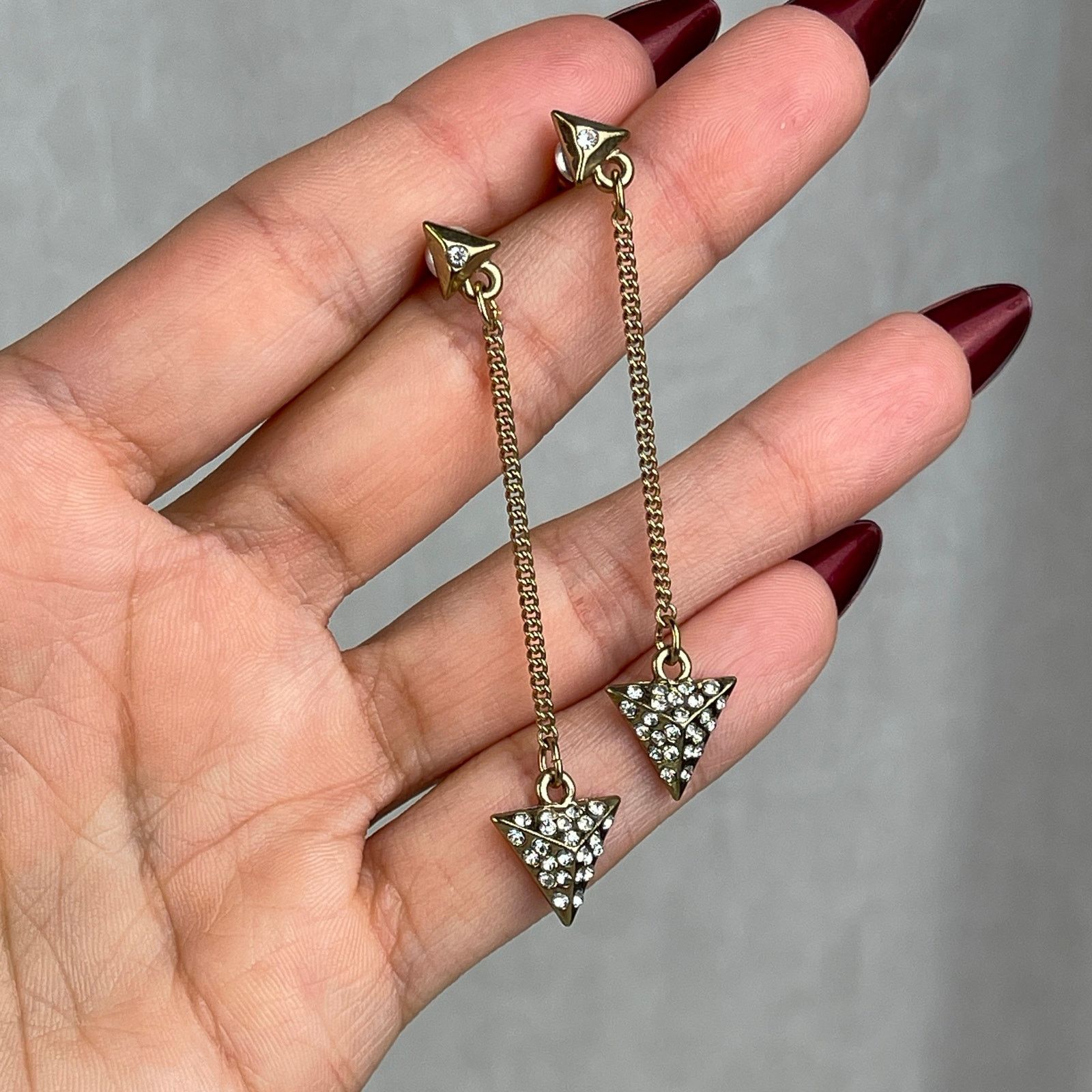 Other Dainty Gold Tone Rhinestone Arrow Dangle Earrings Festival Size ONE SIZE - 23 Thumbnail