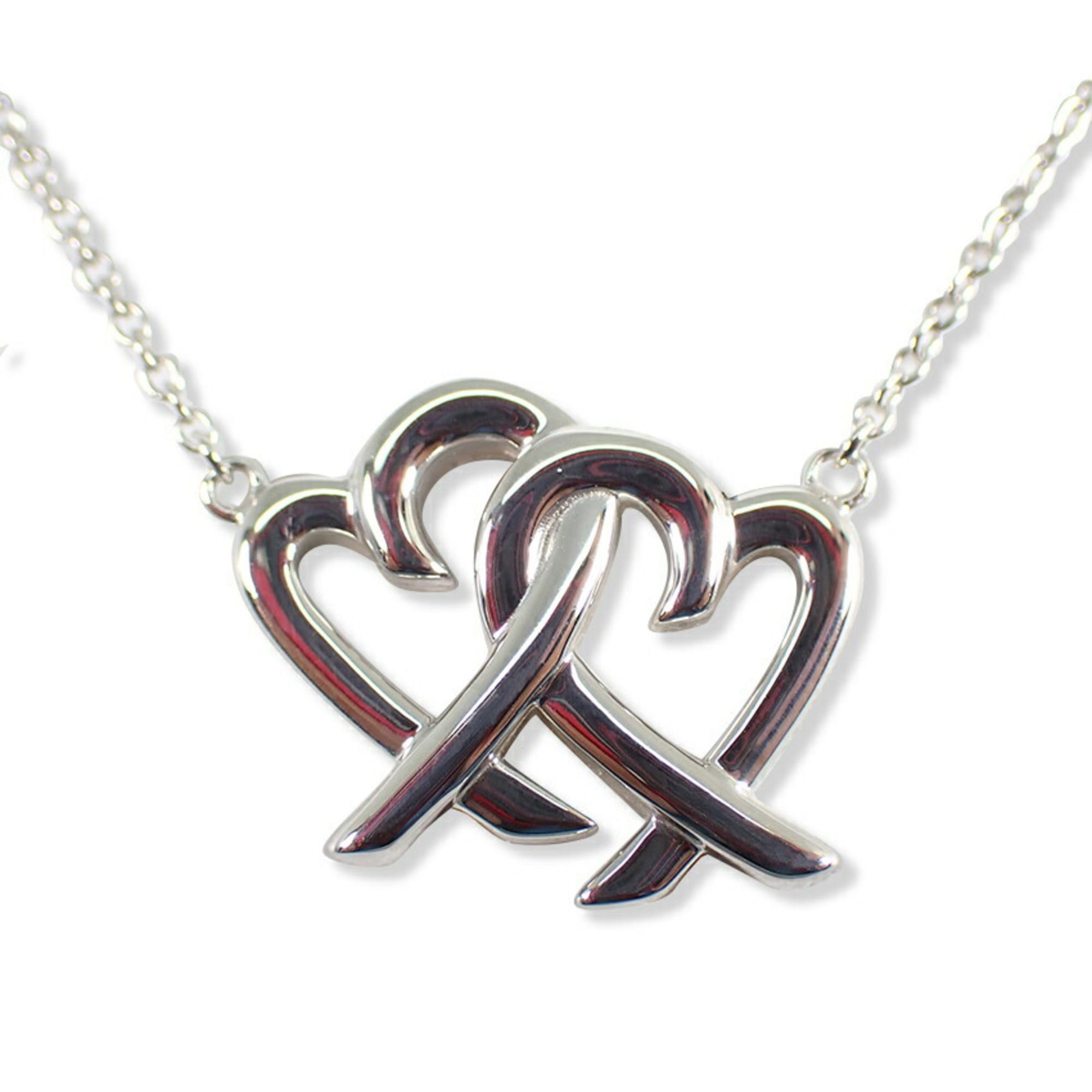 TIFFANY 925 Double Loving Heart Pendant Necklace