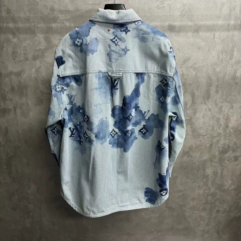 Louis Vuitton Louis Vuitton Blue striped logo printed casual long sleeve Size US XL / EU 56 / 4 - 4 Thumbnail