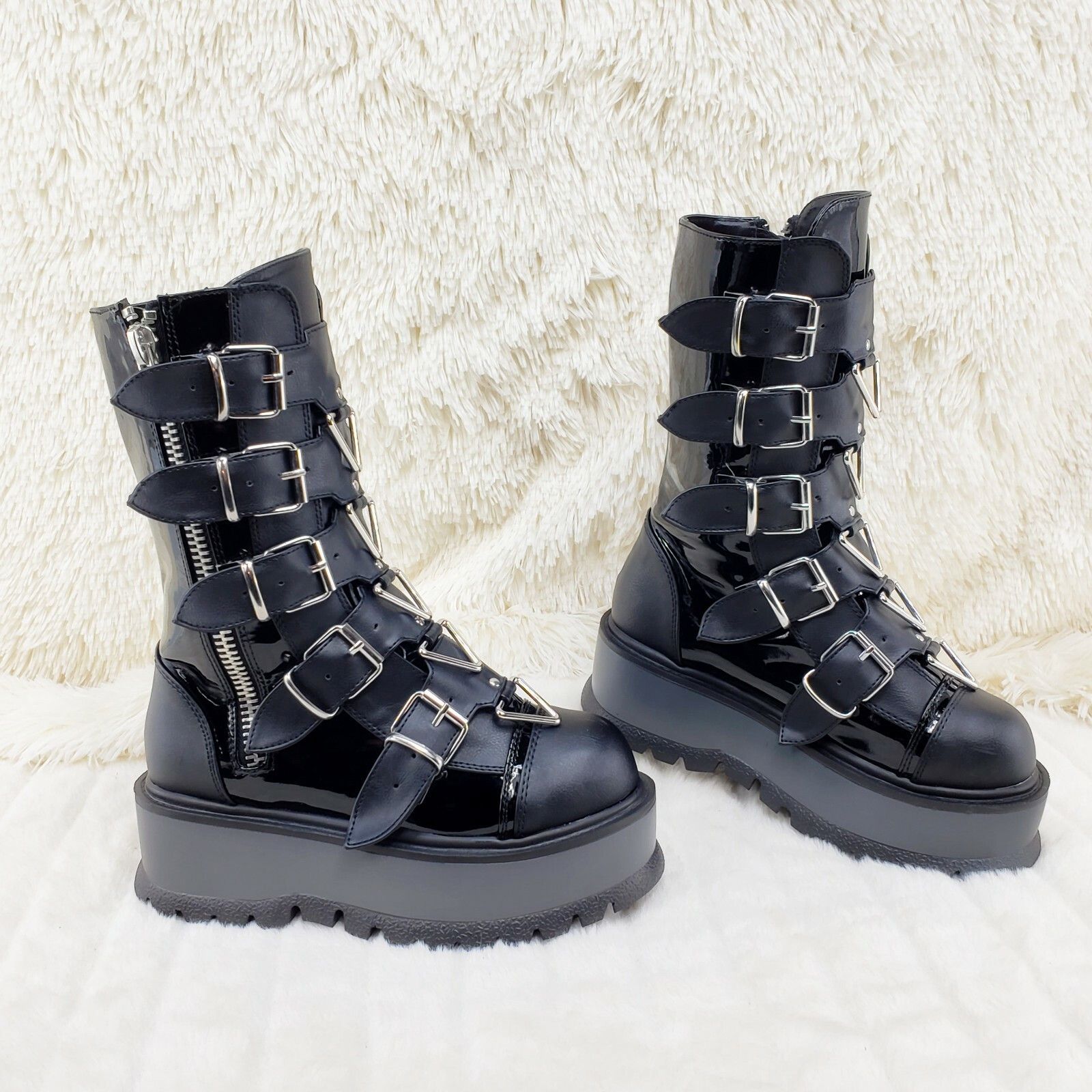 Other DEMONIA Slacker 160 Multi Strap Goth Punk Platform Calf Boot Size US 6 / IT 36 - 2 Thumbnail