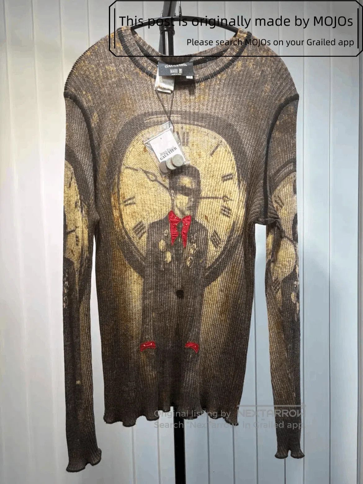 Jean Paul Gaultier Sz 48 Jean Paul Gautier Clock Man Print Distressed Knitwear Size US M / EU 48-50 / 2 - 1 Thumbnail