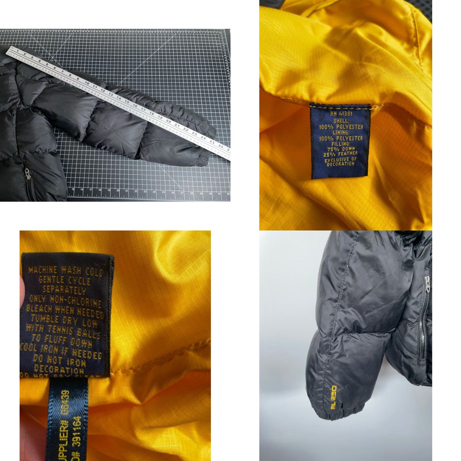 Polo Ralph Lauren VINTAGE Polo Ralph Lauren Down Puffer Jacket Men 2XL Black Yellow RL 250 Talon Zip Jacket Size US XXL / EU 58 / 5 - 8 Thumbnail