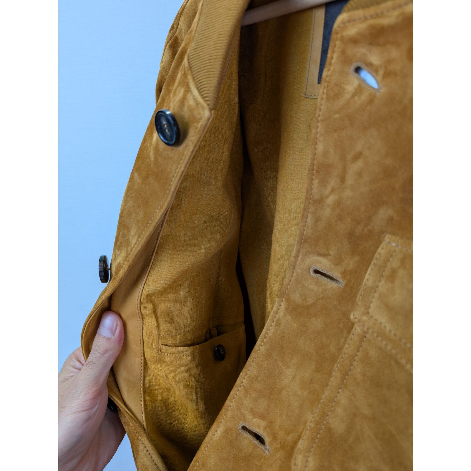 Loro Piana o1rshd1 Suede Jacket Suede Button Jacket in Cognac Size US M / EU 48-50 / 2 - 9 Thumbnail