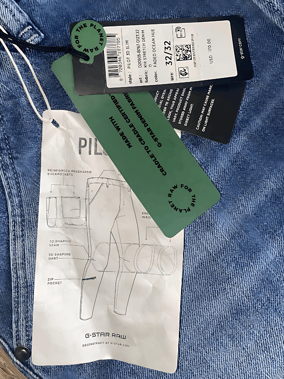 G-Star Pilot 3D Slim Jeans Men’s 32x32 Light Blue Faded Ocean Hue Size US 32 / EU 48 - 4 Thumbnail