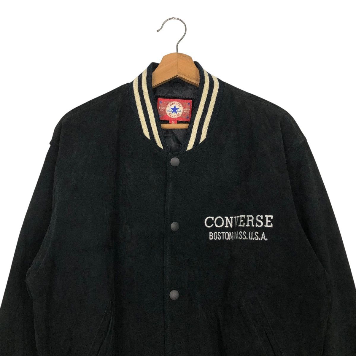 Japanese Brand 🔥VINTAGE BOMBER LEATHER JACKET CONVERSE ALL STAR BOSTON MASS Size US M / EU 48-50 / 2 - 5 Thumbnail