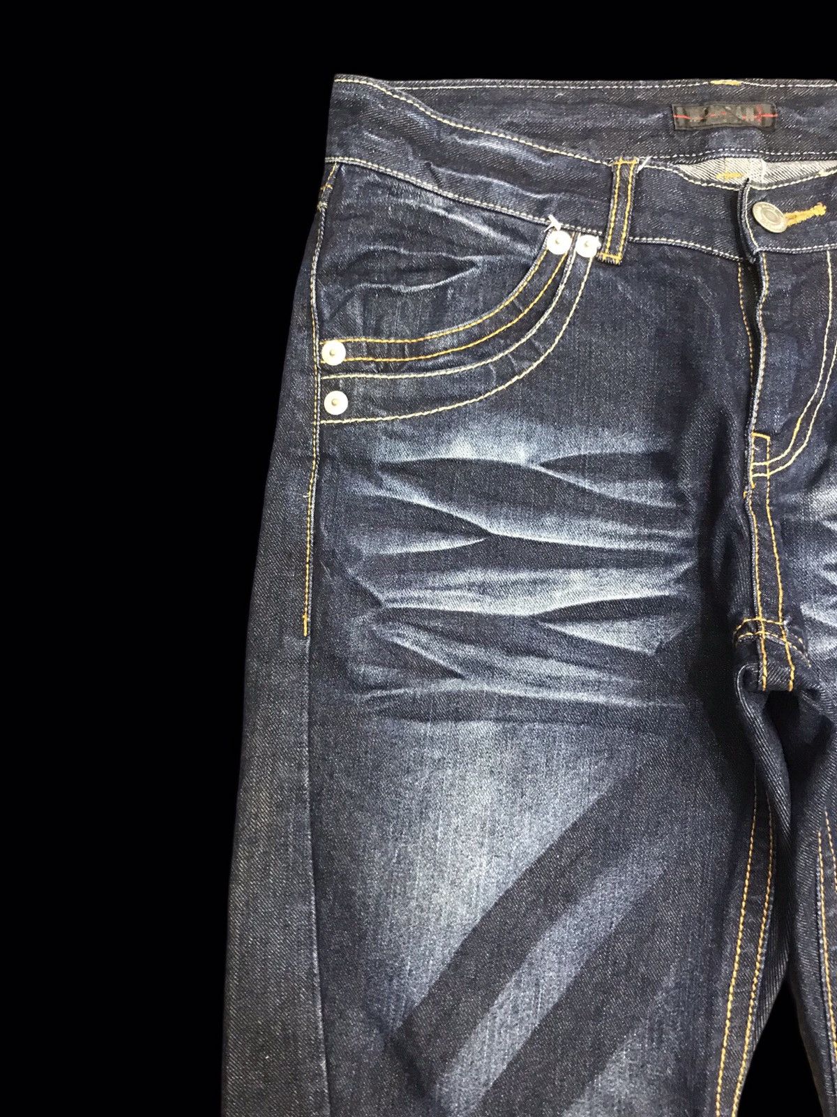 Designer × Japanese Brand × Morgan Homme 💥DENIM ART💥MORGAN HOMME SICK DOPE FADES CURVED DENIM F173 Size US 31 - 4 Thumbnail