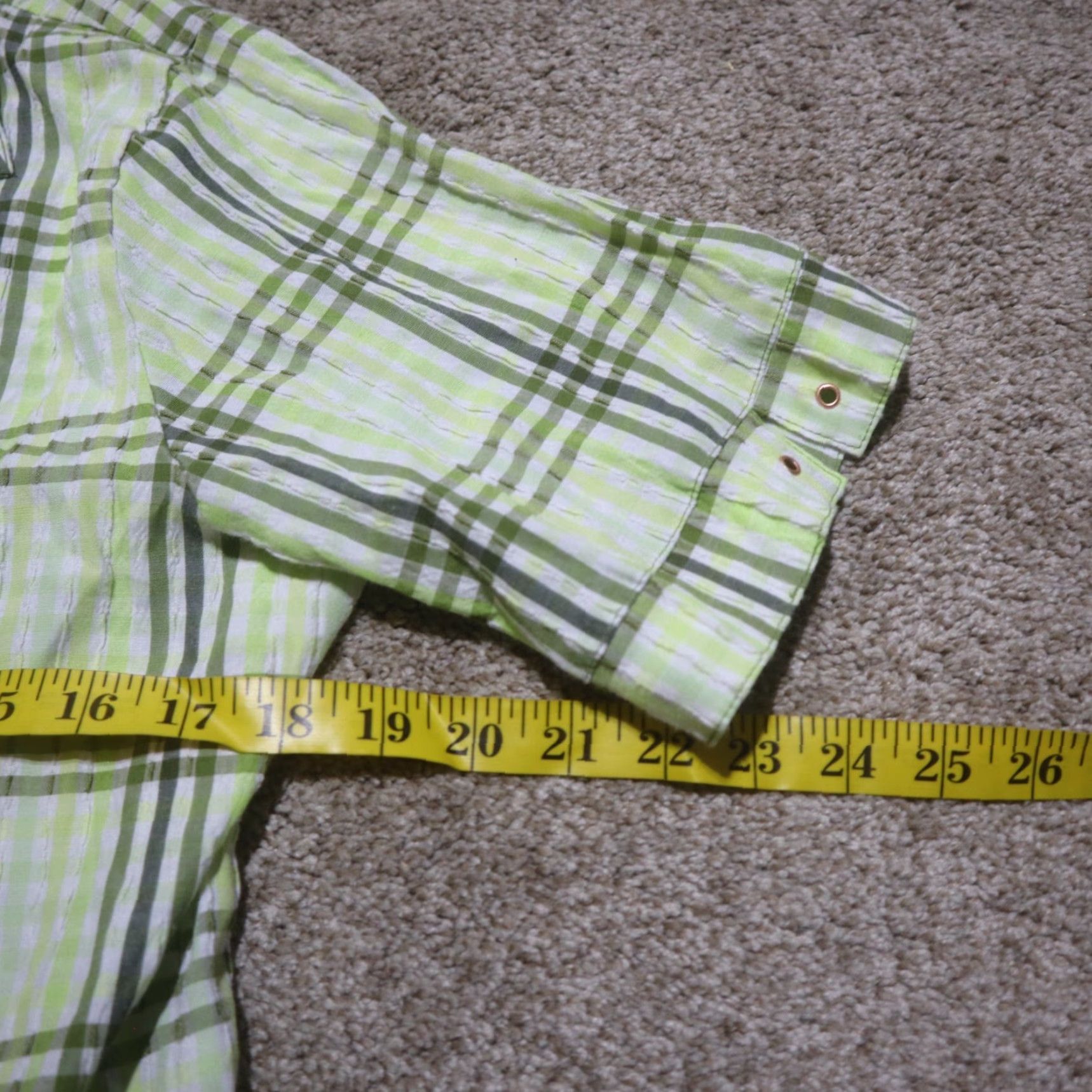 Vintage Ladies ALIA Yellow Plaid Short Sleeve Shirt Women 10 Casual Button-Up Check 90s? Size L / US 10 / IT 46 - 5 Thumbnail