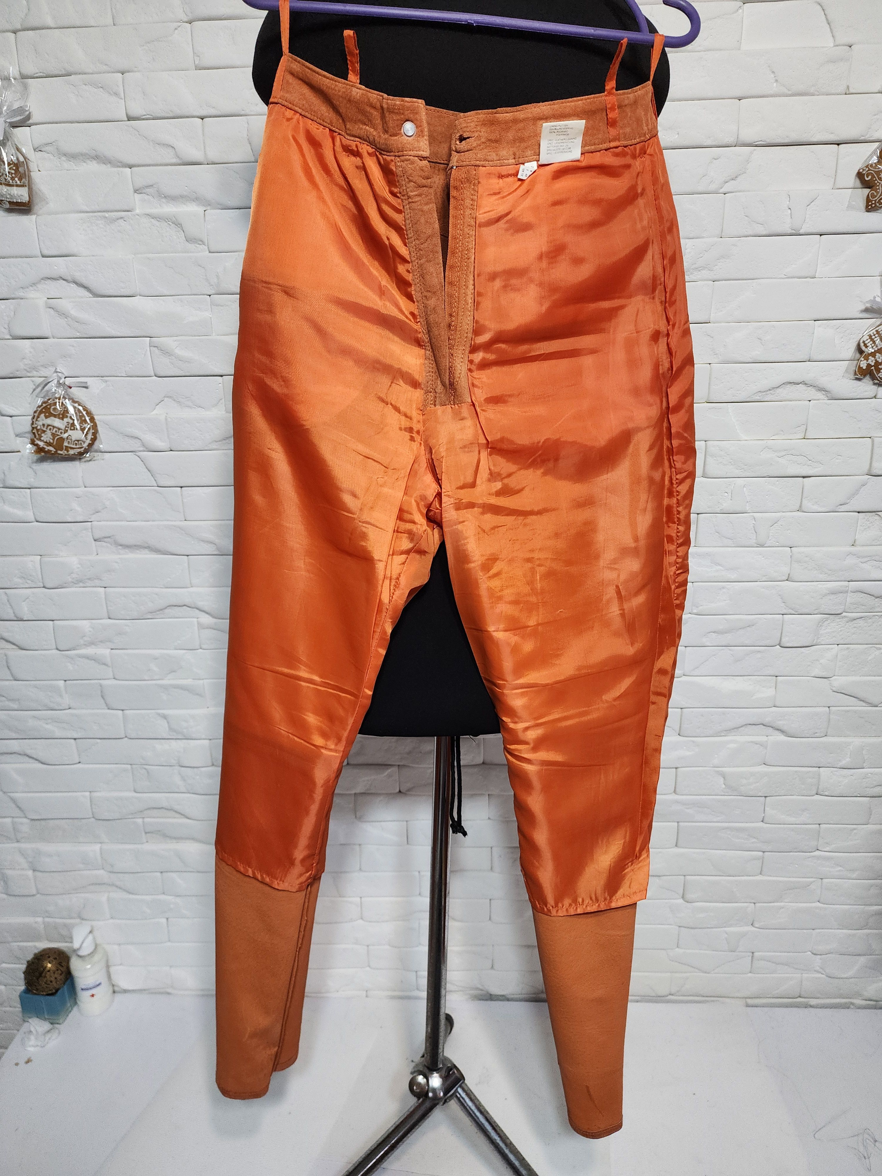 Other Orange Leather Pants: Women's Suede Trousers Size 28" / US 6 / IT 42 - 7 Thumbnail